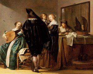 Una compagnia elegante in un interno
